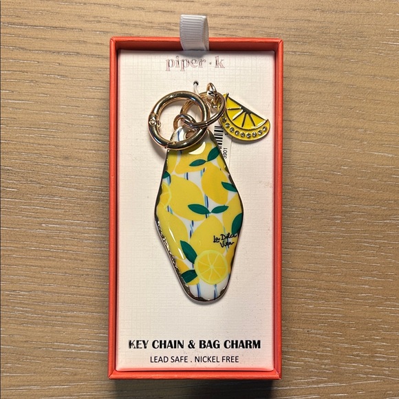 Piper K Lemon Key Chain & Bag Charm - Yellow - Picture 1 of 3